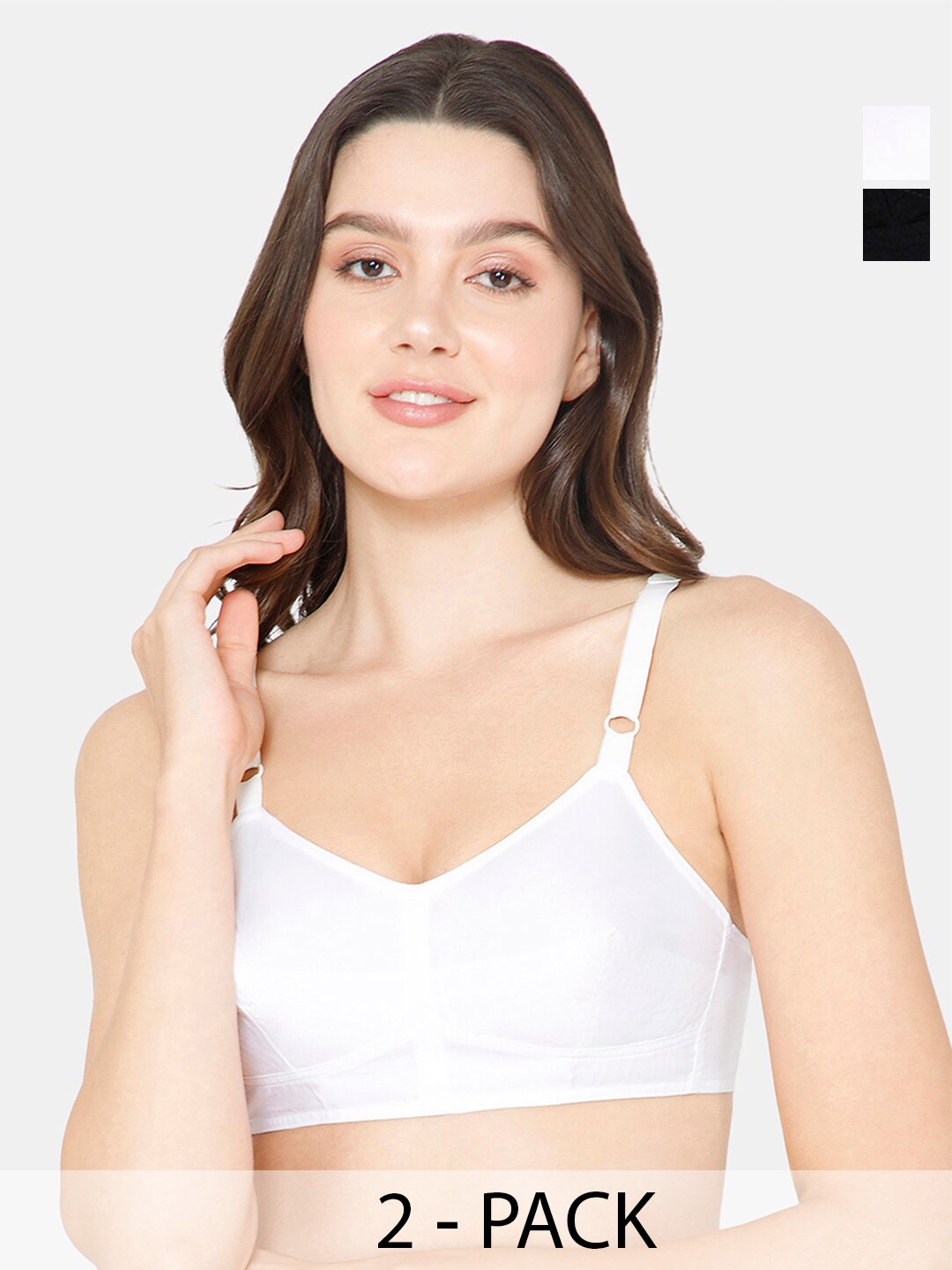 

NAIDU HALL Pack of 2 Full Coverage Cotton Everyday Bras with All Day Comfort, White