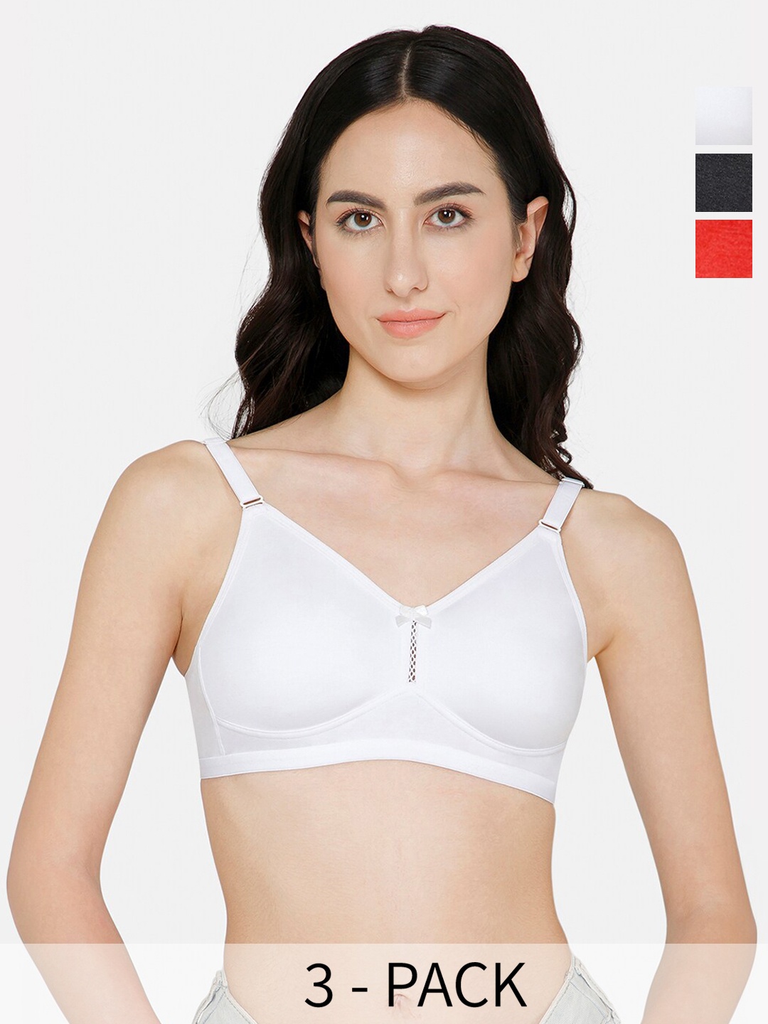 

NAIDU HALL Pack Of 2 Full Coverage Non Padded Non Wired Bra All Day Comfort, Black