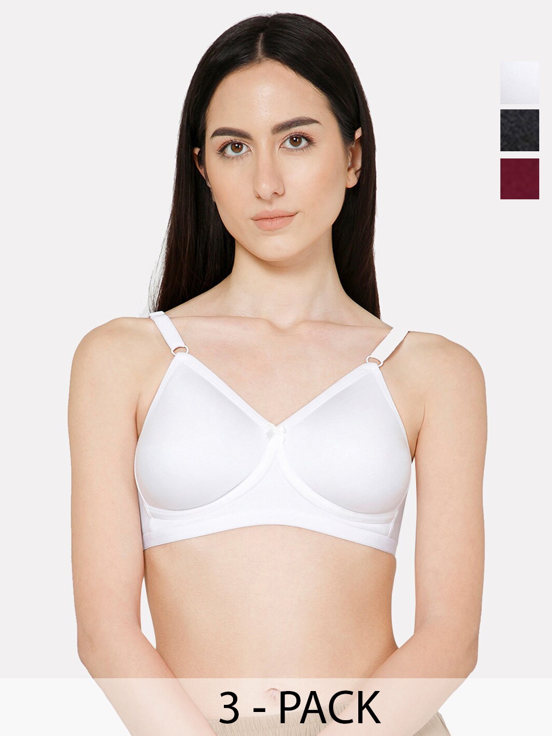 

NAIDU HALL Pack of 3 Full Coverage Non Padded Cotton Everyday Bras With All Day Comfort, White