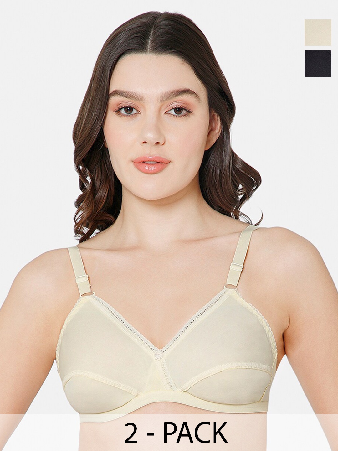 

NAIDU HALL Pack of 2 Medium Coverage Cotton Everyday Bras with All Day Comfort, Nude