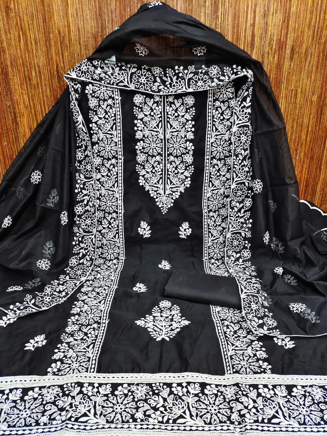 

LeeliPeeri Designer Embroidered Unstitched Dress Material, Black