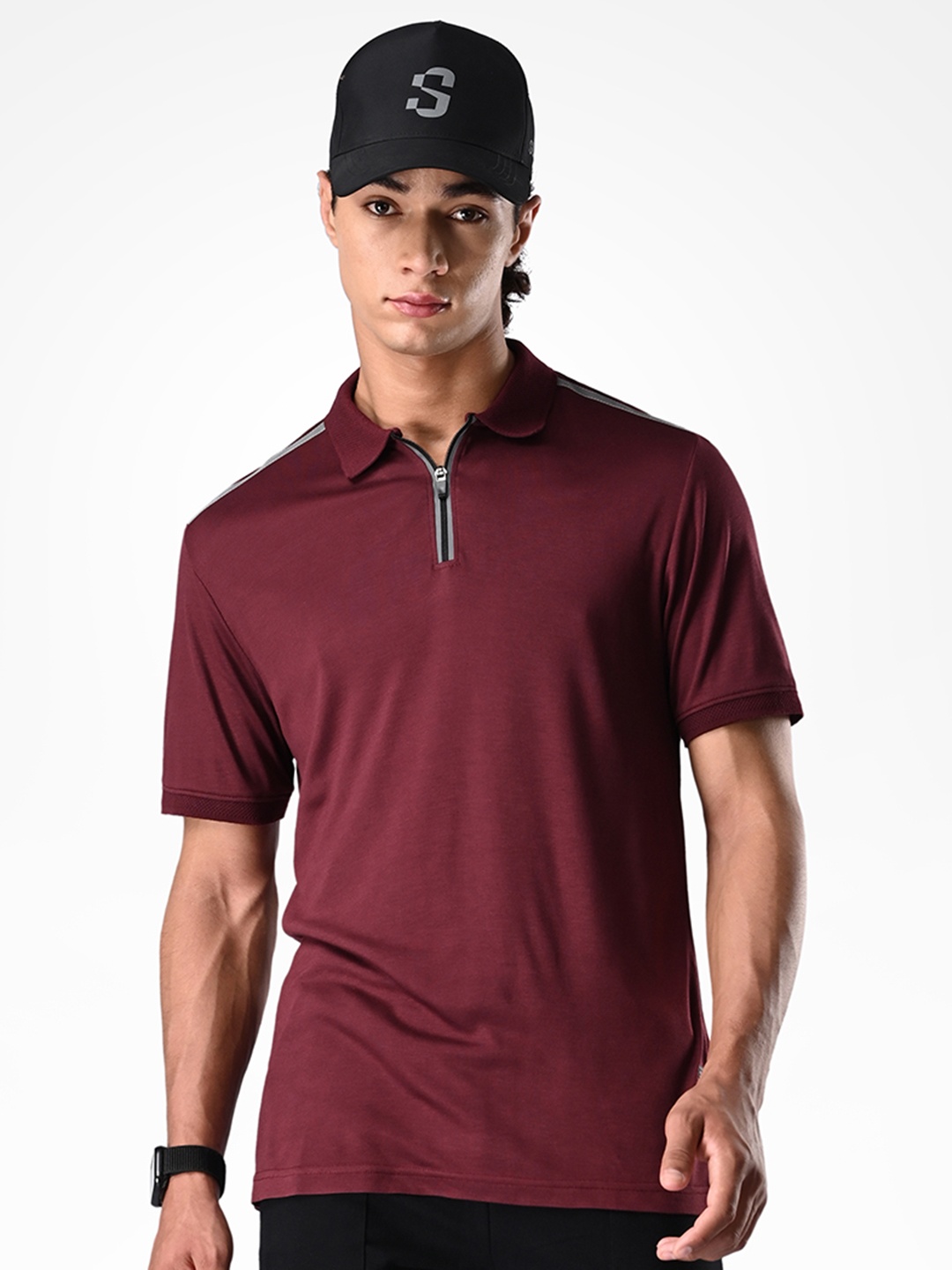 

Supa Polo Collar Cotton T-shirt, Burgundy