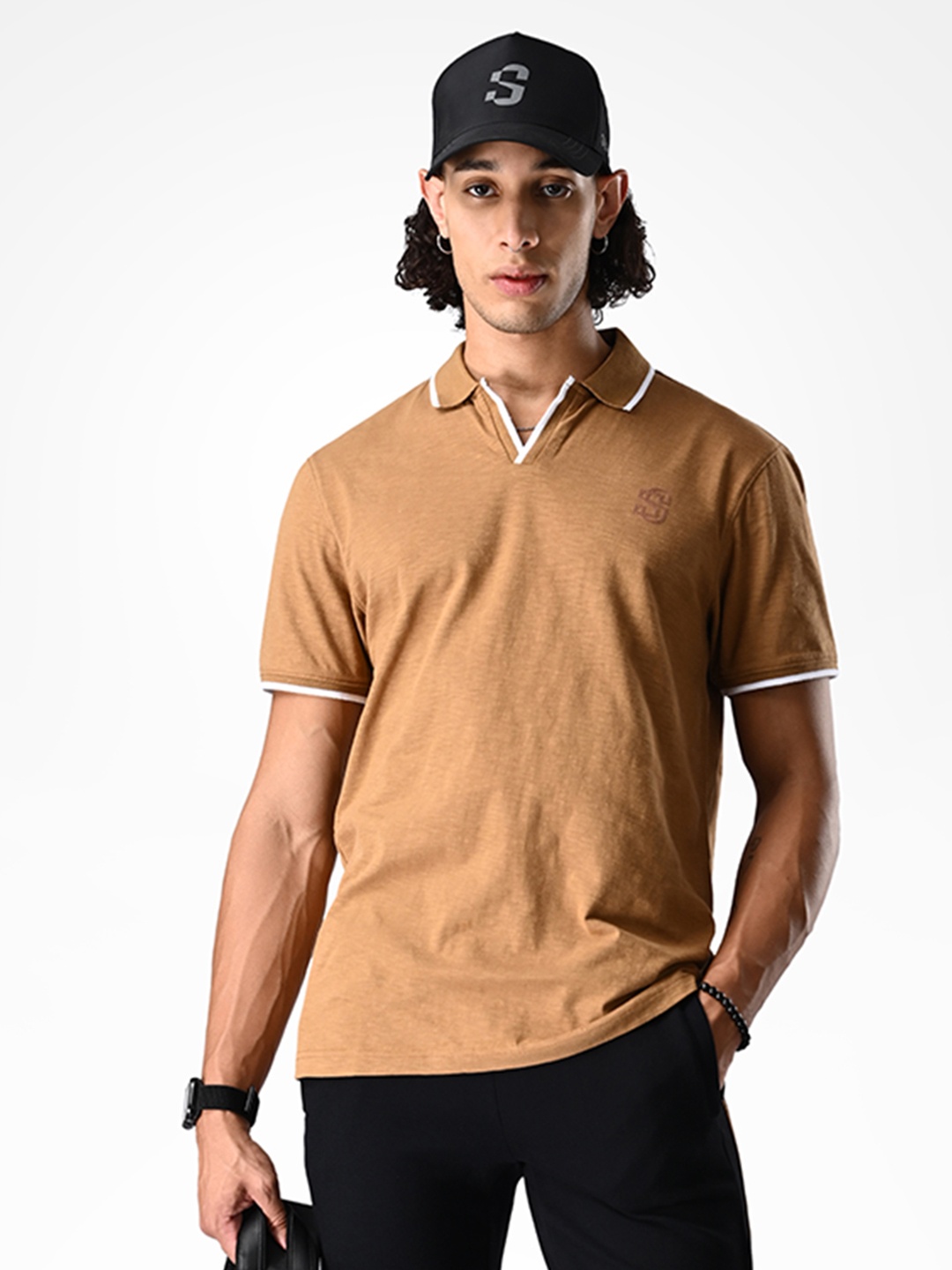 

Supa Polo Collar Cotton T-shirt, Cream