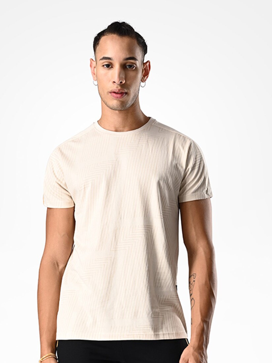 

Supa Abstract Printed Round Neck Cotton T-shirt, Off white