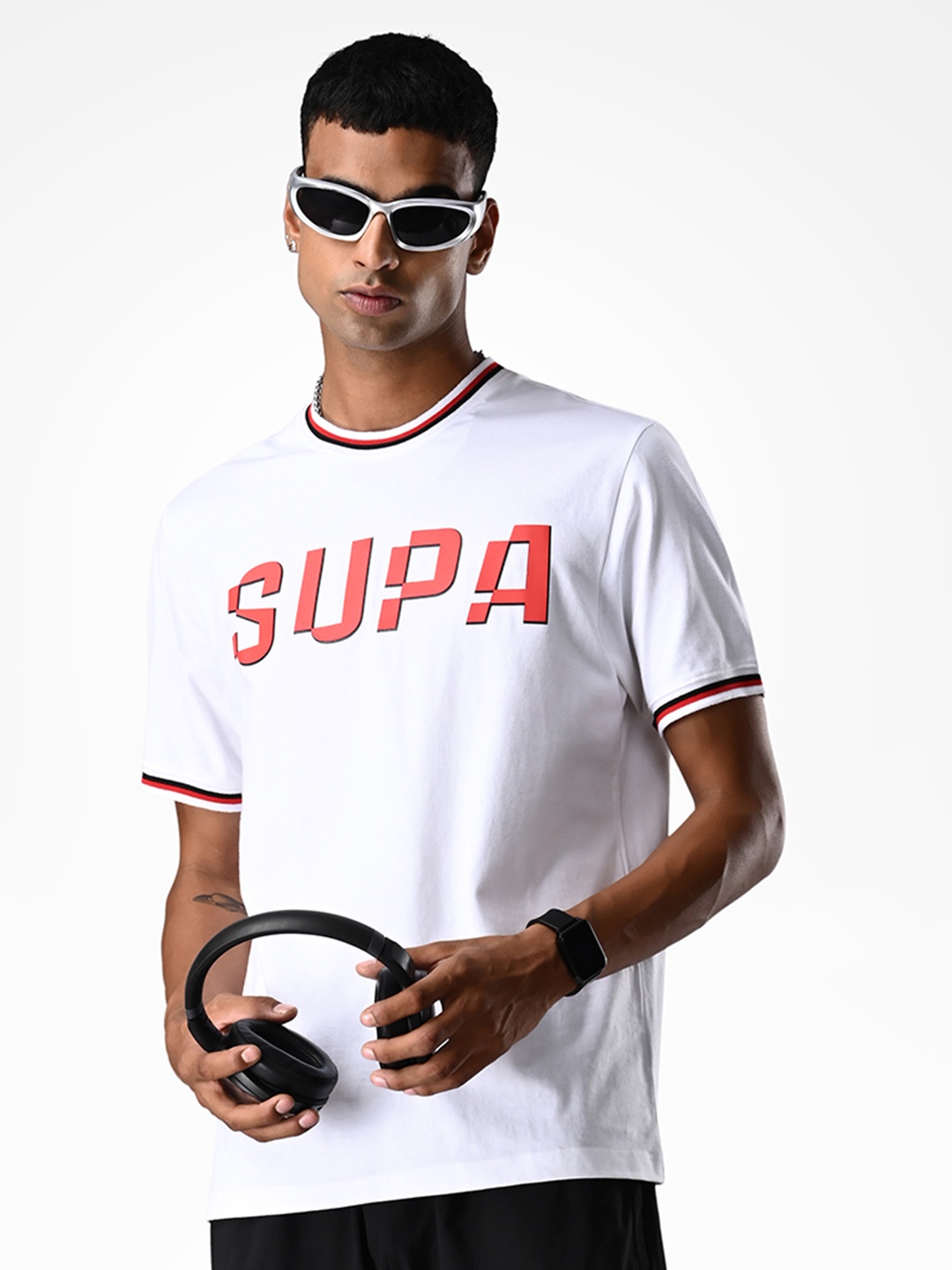 

Supa Typography Printed Round Neck Cotton T-shirt, White
