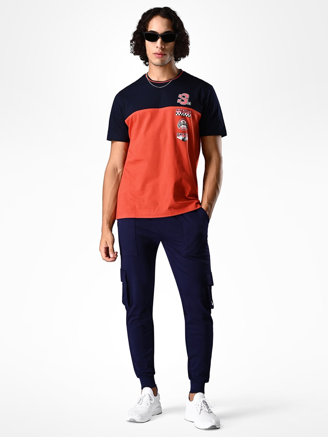 

Supa Colourblocked Cotton T-shirt, Red