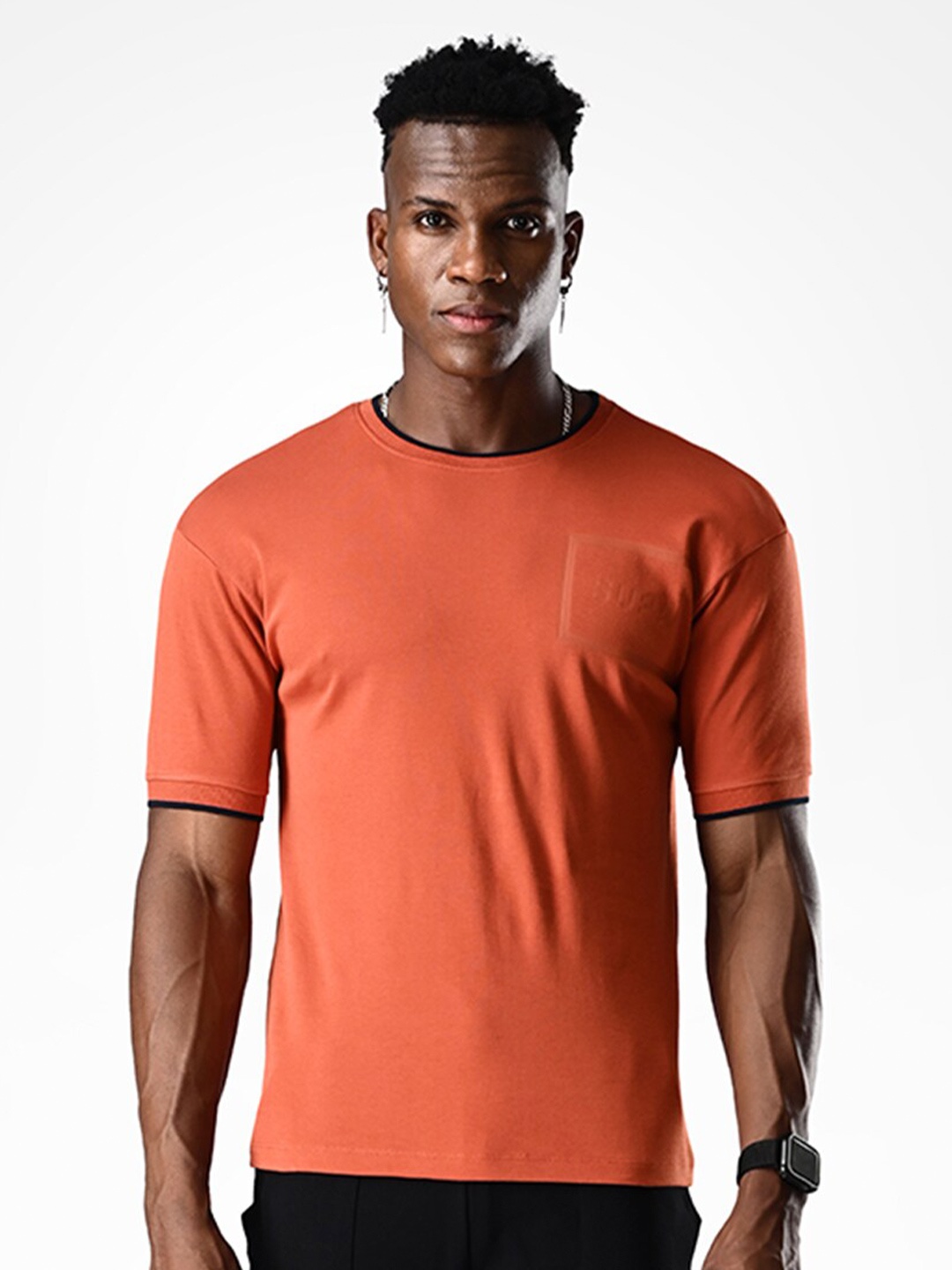 

Supa Round Neck Short Sleeves Cotton Pockets T-shirt, Orange