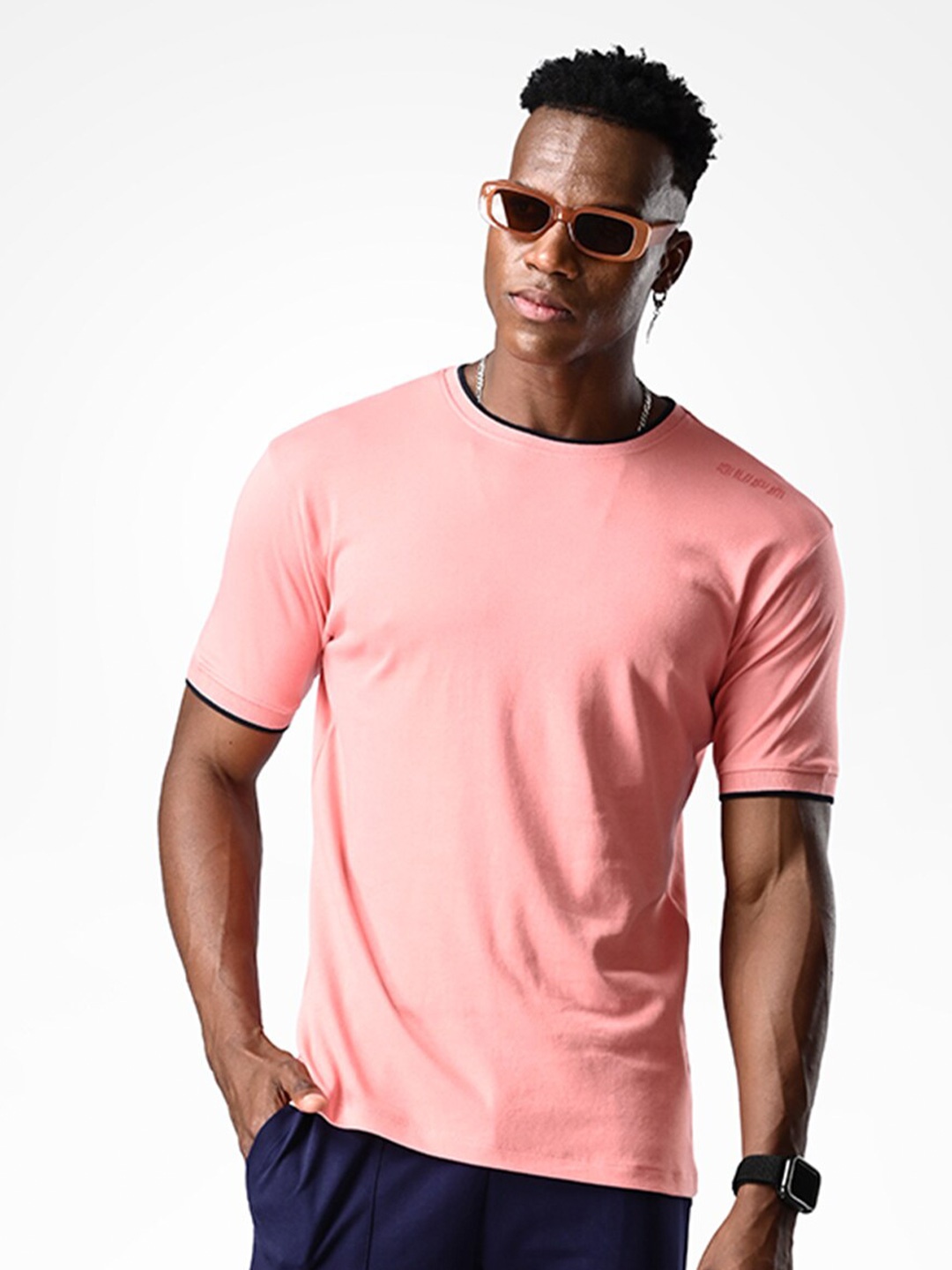 

Supa Men Round Neck Solid T-shirt, Pink