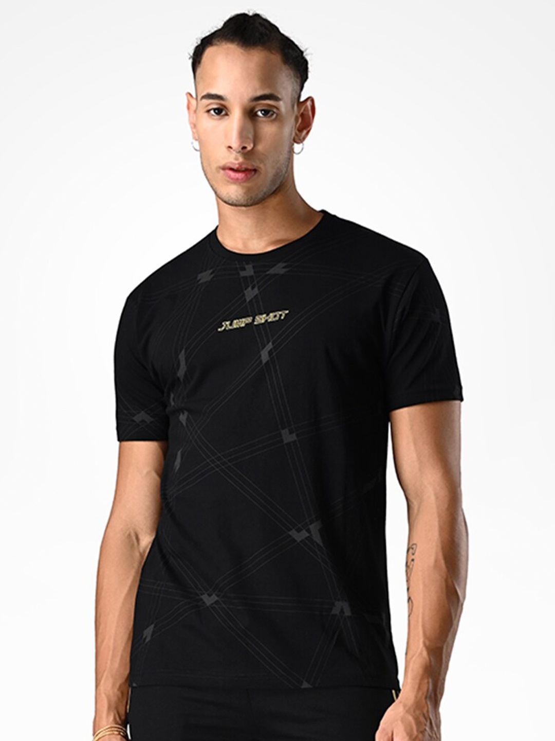 

Supa Graphic Printed Round Neck Cotton T-shirt, Black