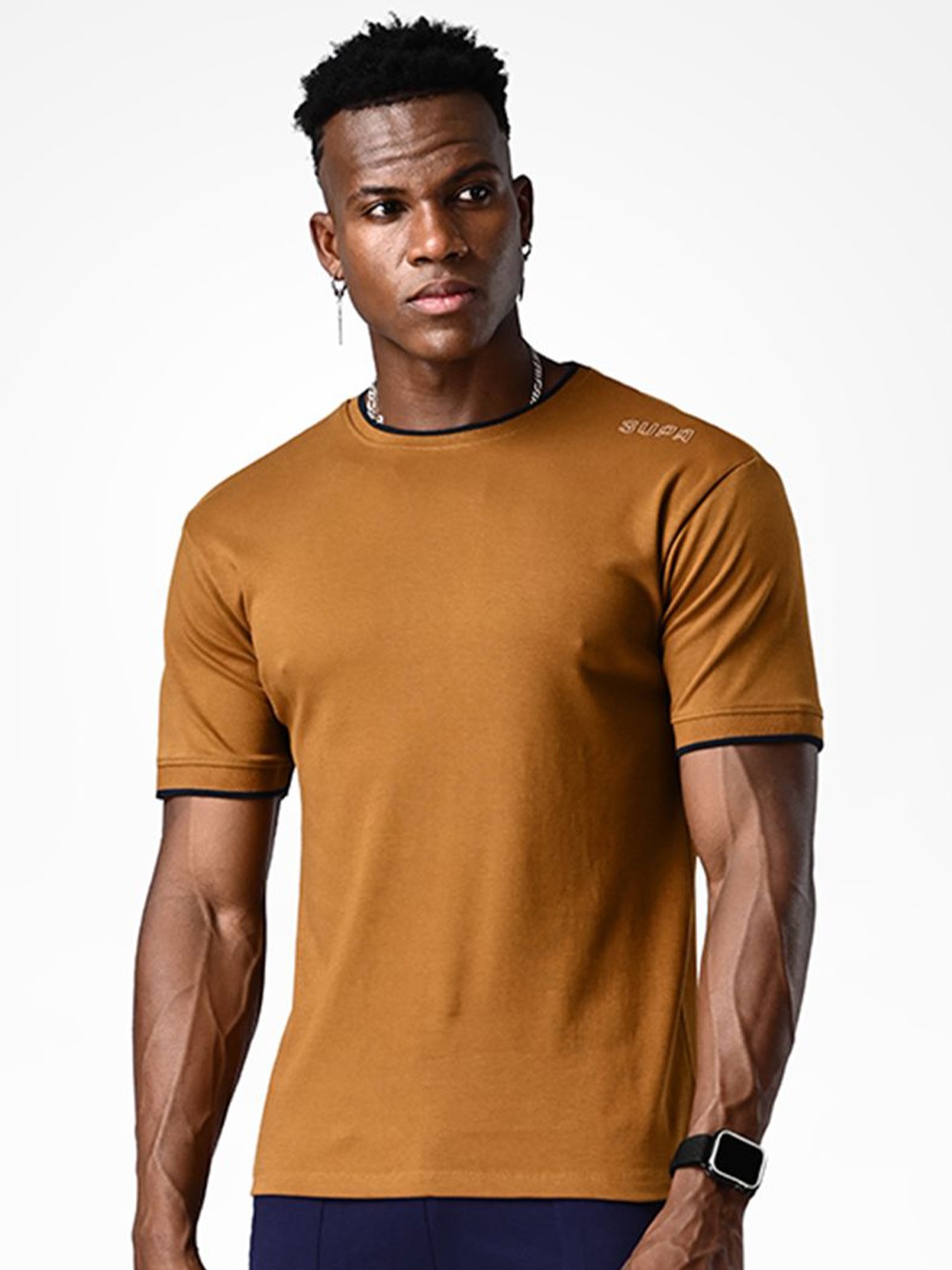 

Supa Men Solid Round Neck T-shirt, Brown