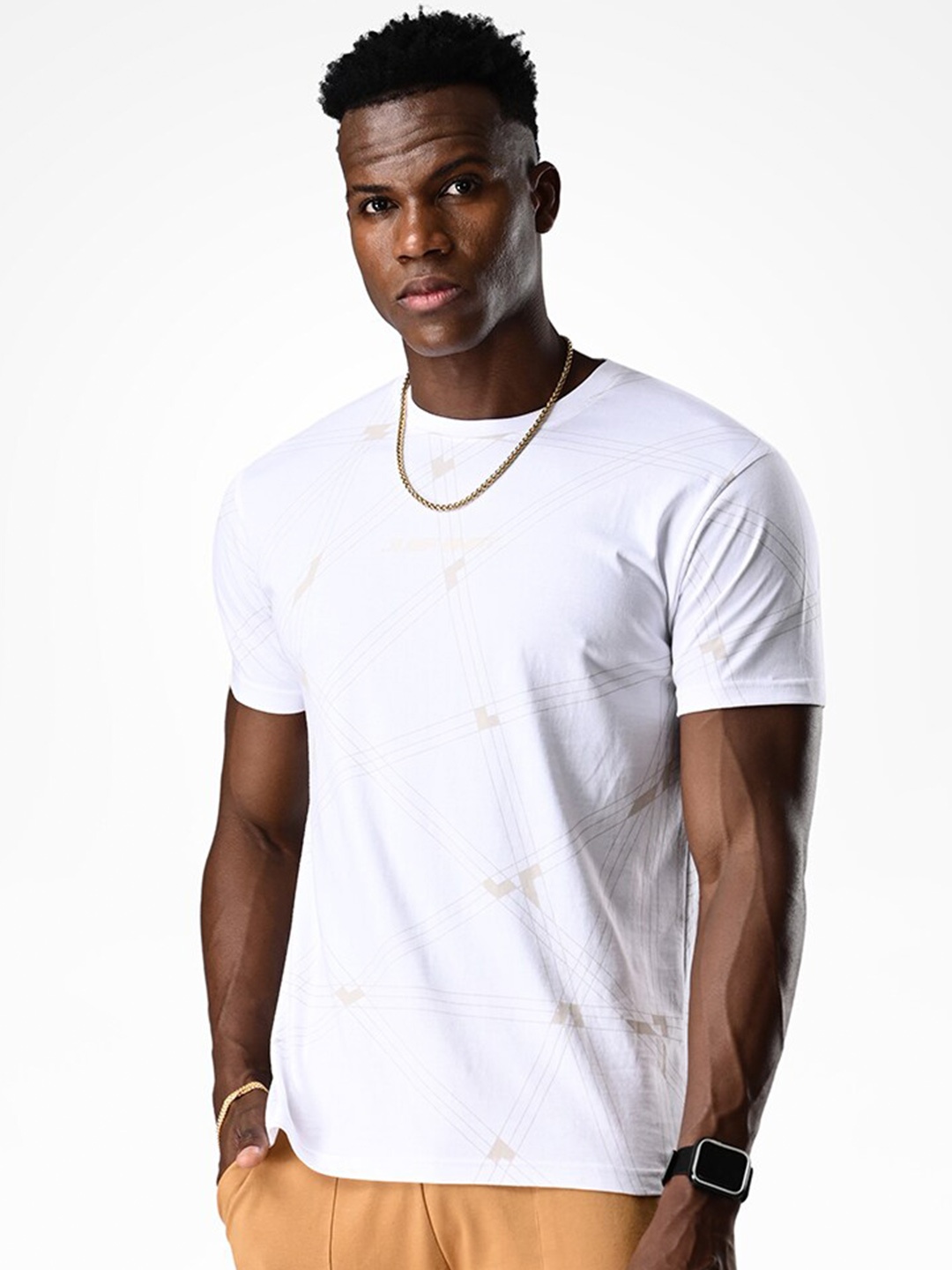 

Supa Men Round Neck Cotton T-shirt, White