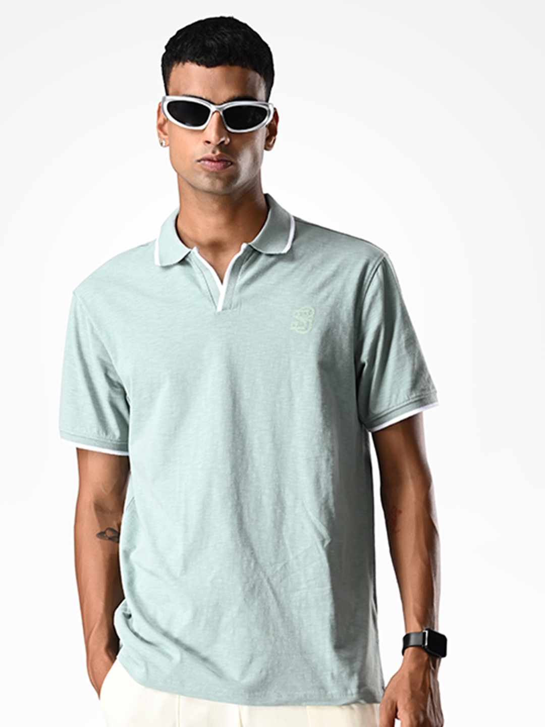 

Supa Polo Collar Cotton T-shirt, Turquoise blue