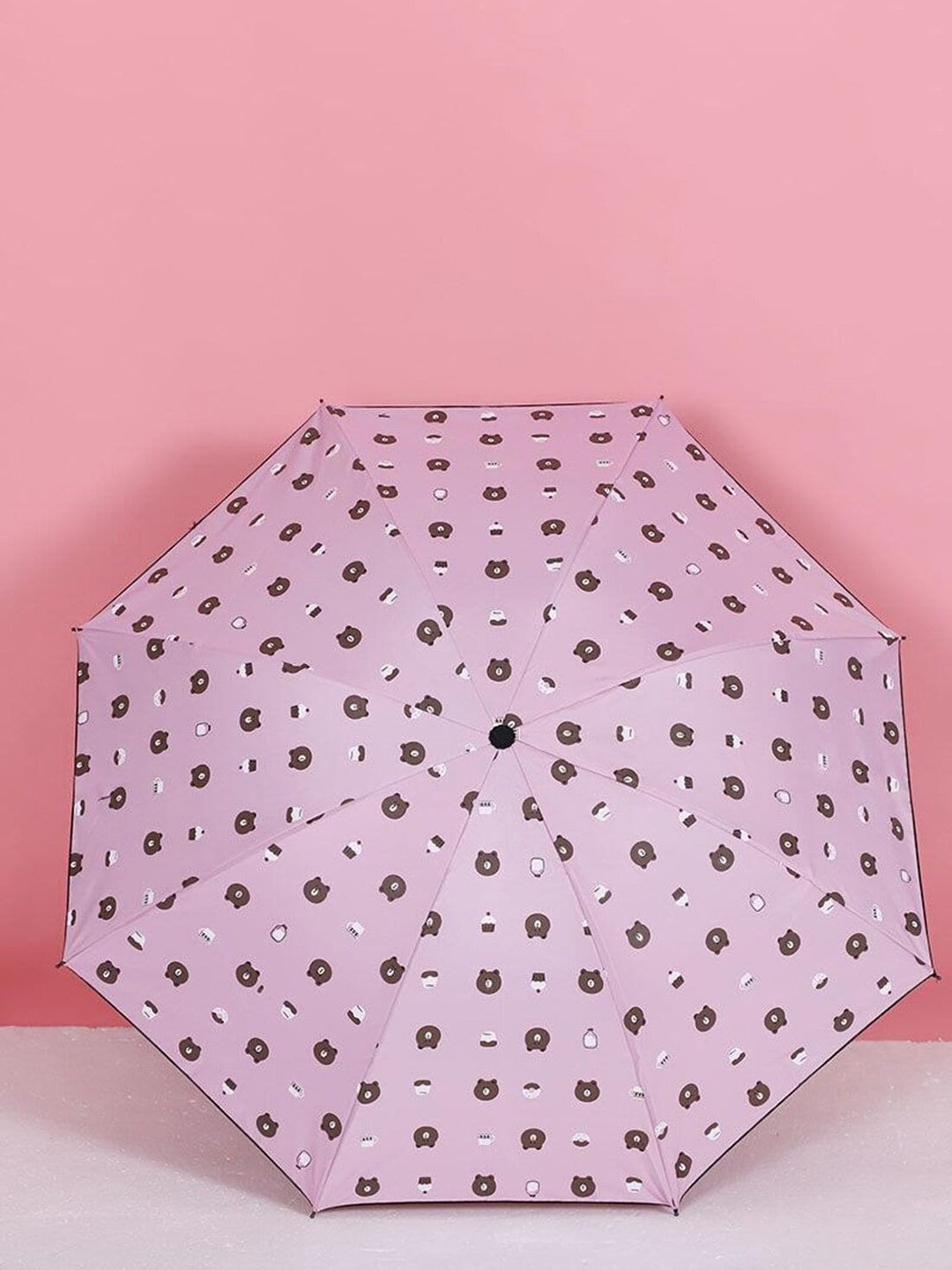 

KEKEMI 3 Fold Printed Automatic Umbrella, Pink