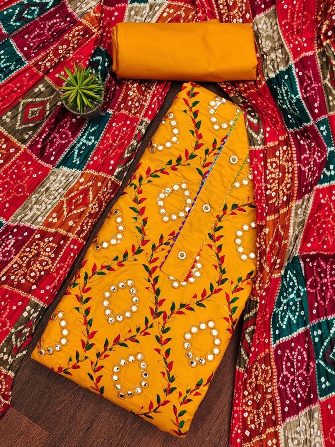 

LeeliPeeri Designer Embroidered Unstitched Dress Material, Yellow