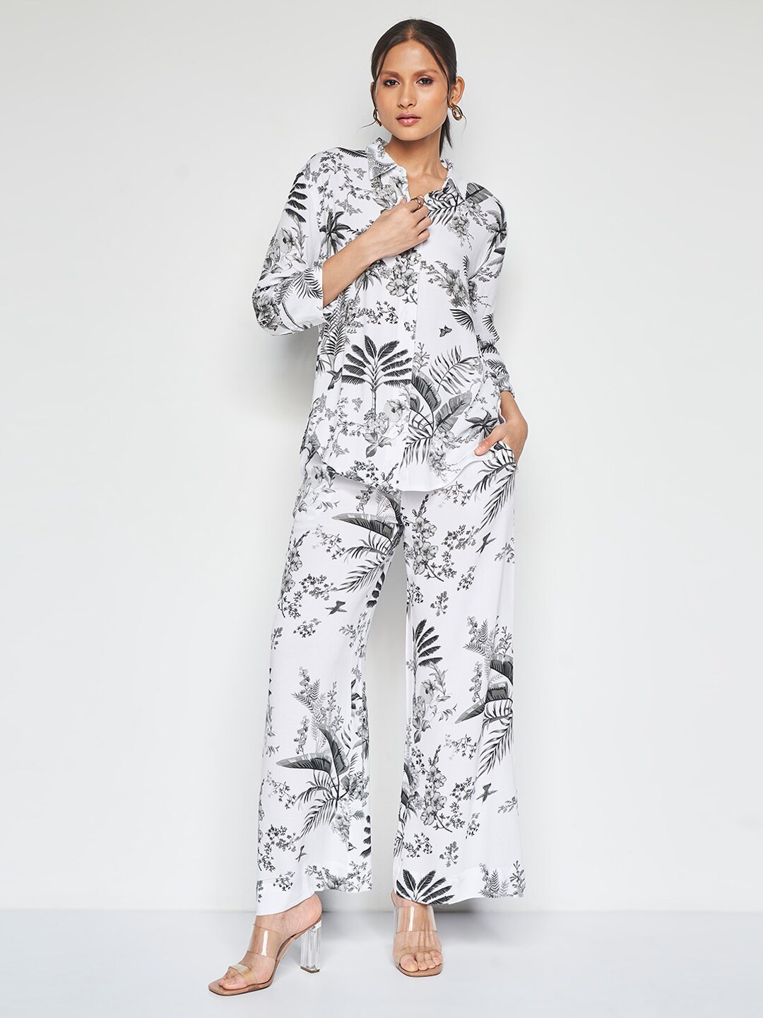 

AND Printed Shirt & Trousers Co-Ords Set, White