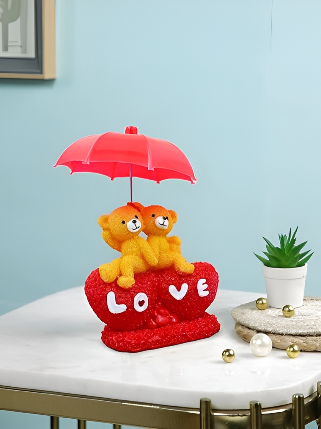 

Aura Red Valentine Day Teddy Bear Couple Decorative Figurine Showpiece
