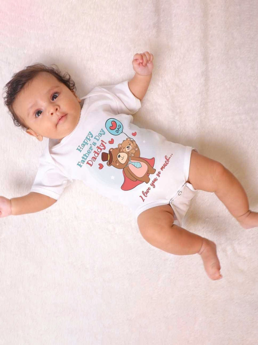 

KNITROOT Infants Father's Day Printed Bodysuit, White
