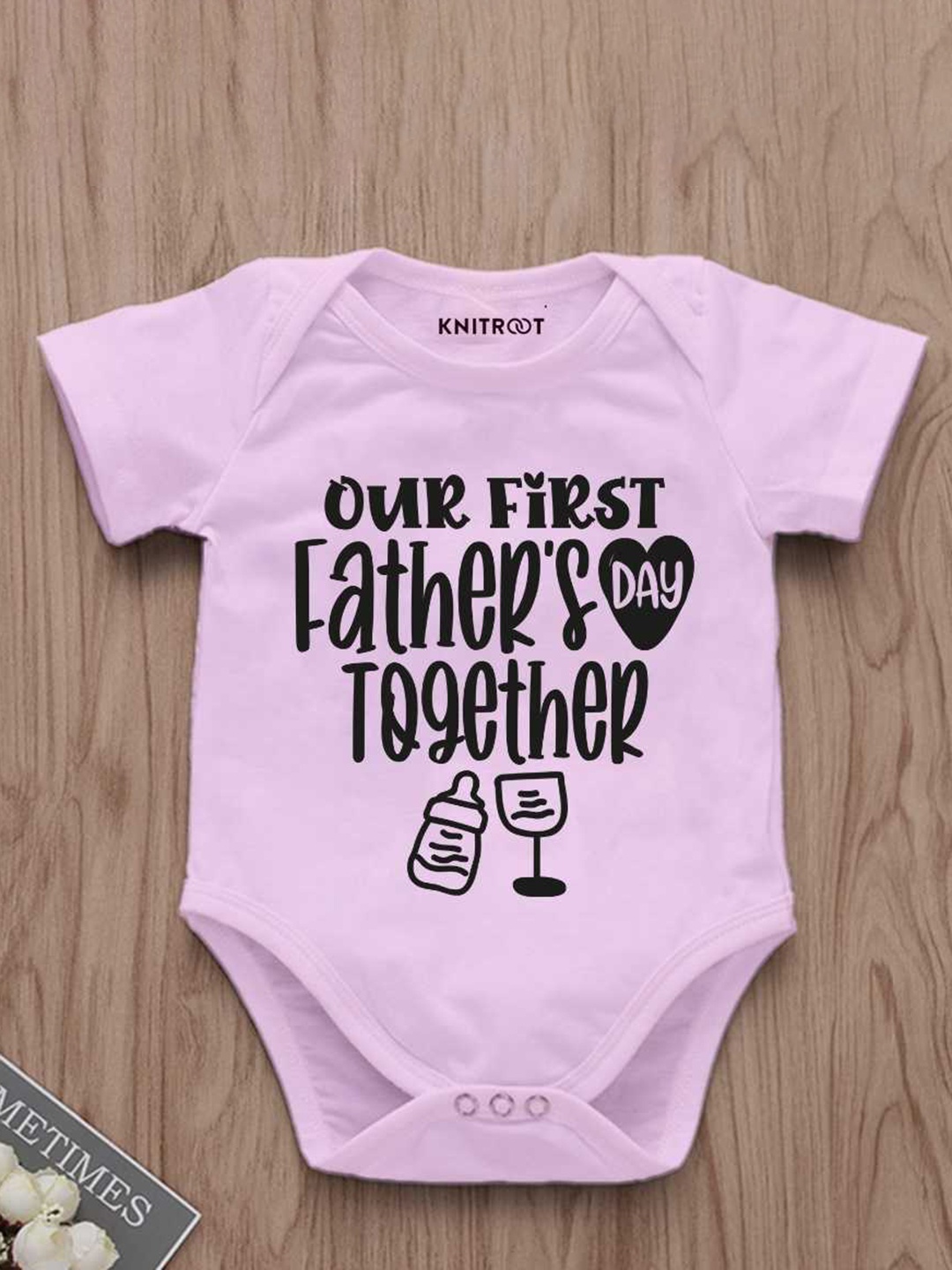 

KNITROOT Infants Father's Day Printed Bodysuit, Pink