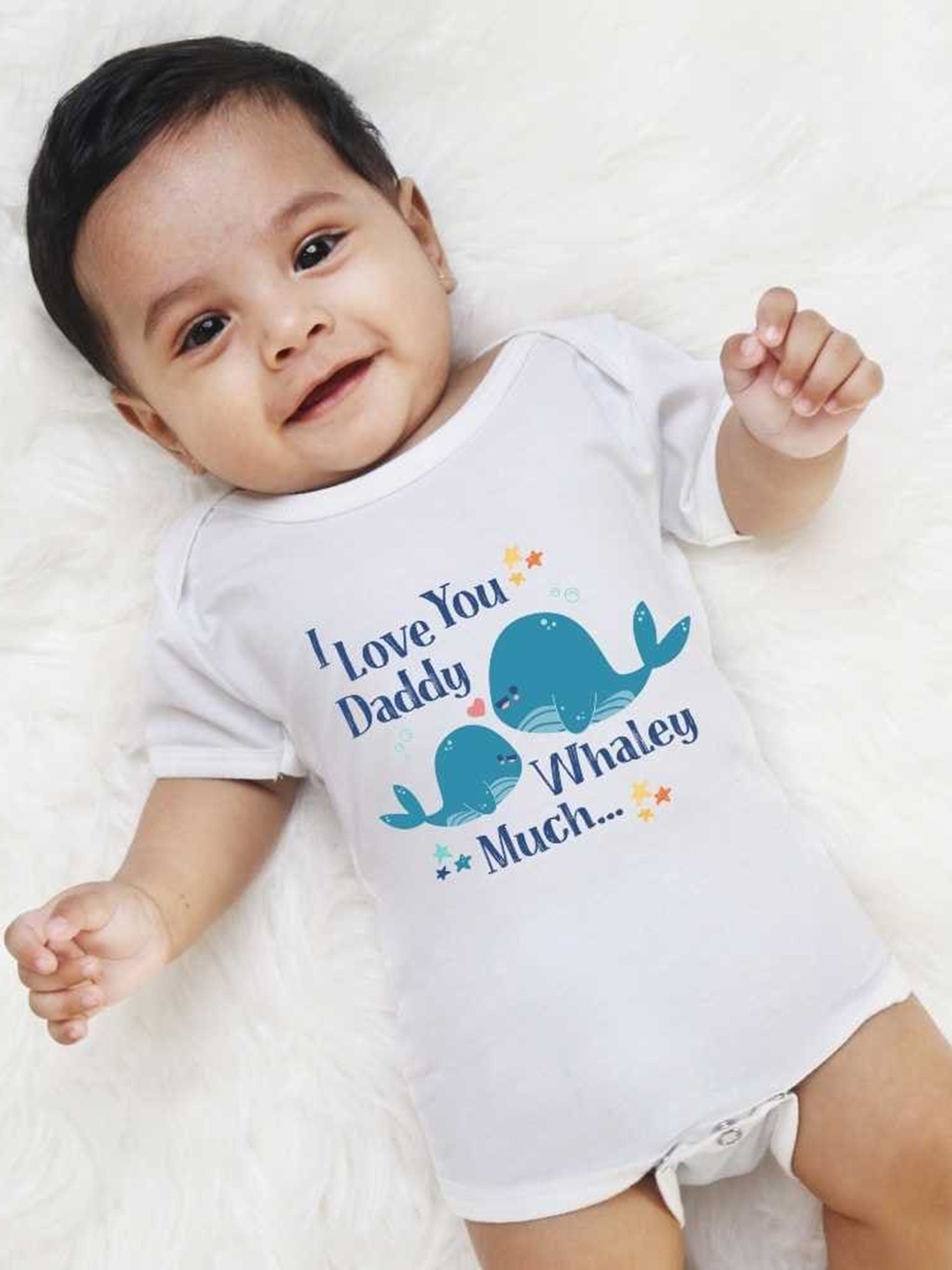 

KNITROOT Infants Father's Day Printed Bodysuit, White