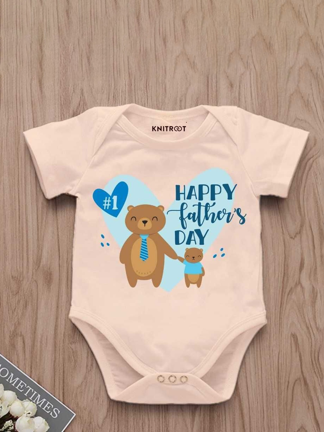 

KNITROOT Infants Father's Day Printed Bodysuit, Peach