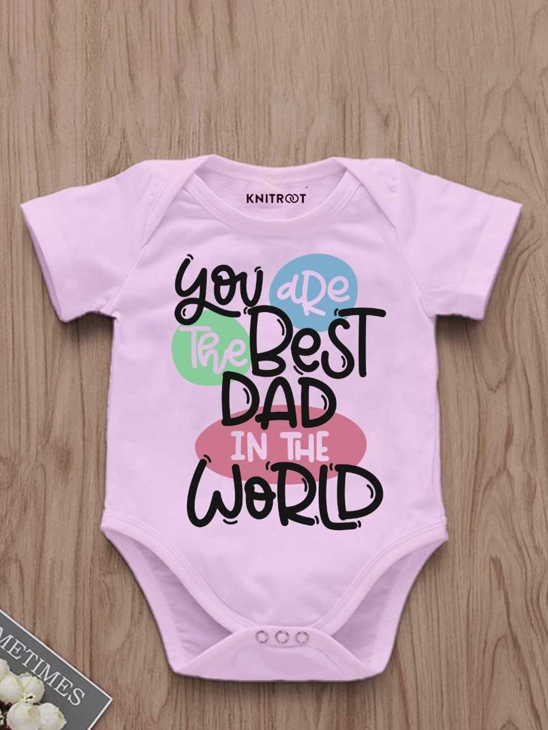 

KNITROOT Infants Kids Typography Printed Bodysuit, Pink