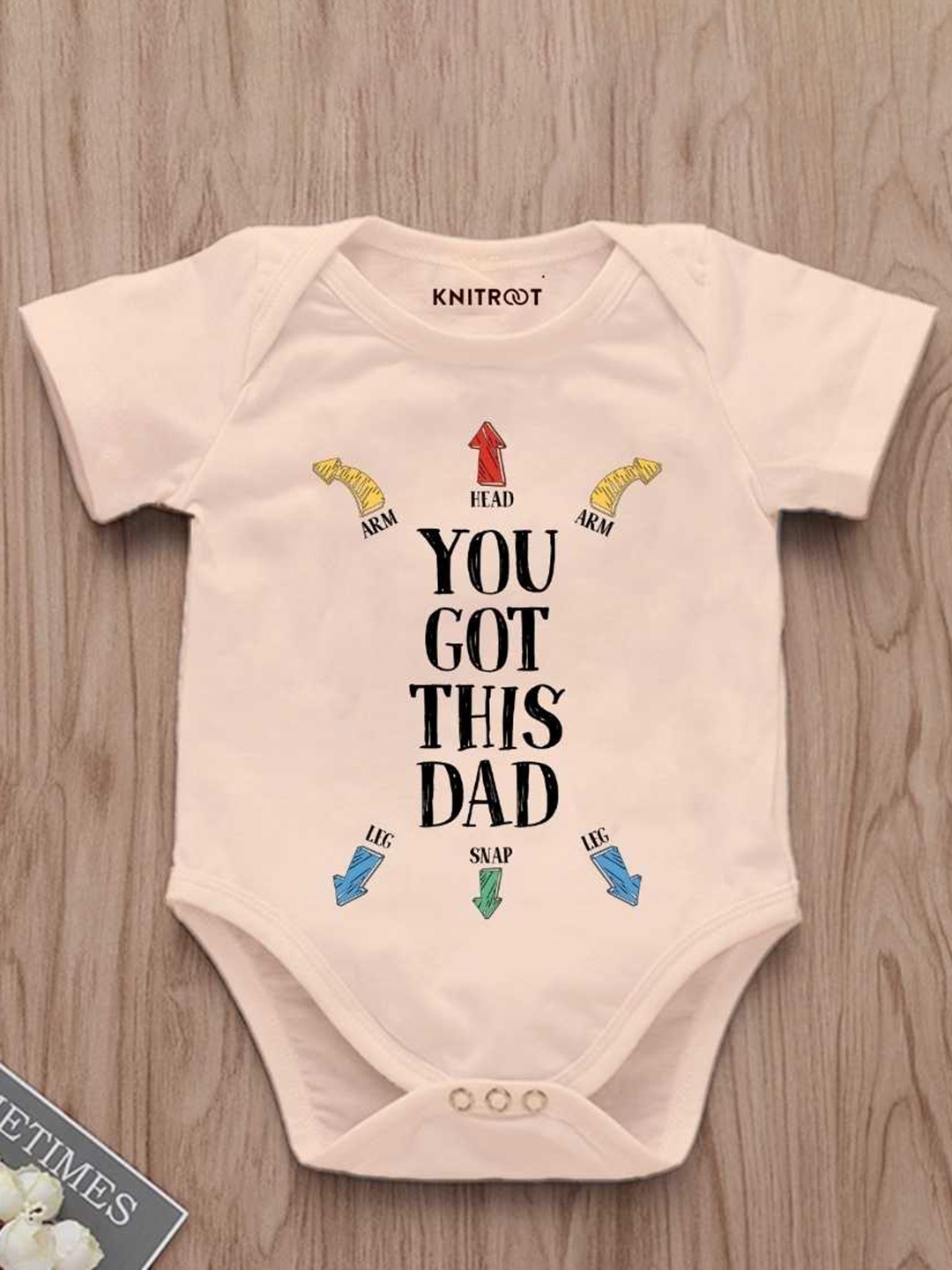 

KNITROOT Infants Kids Typography Printed Bodysuit, Peach
