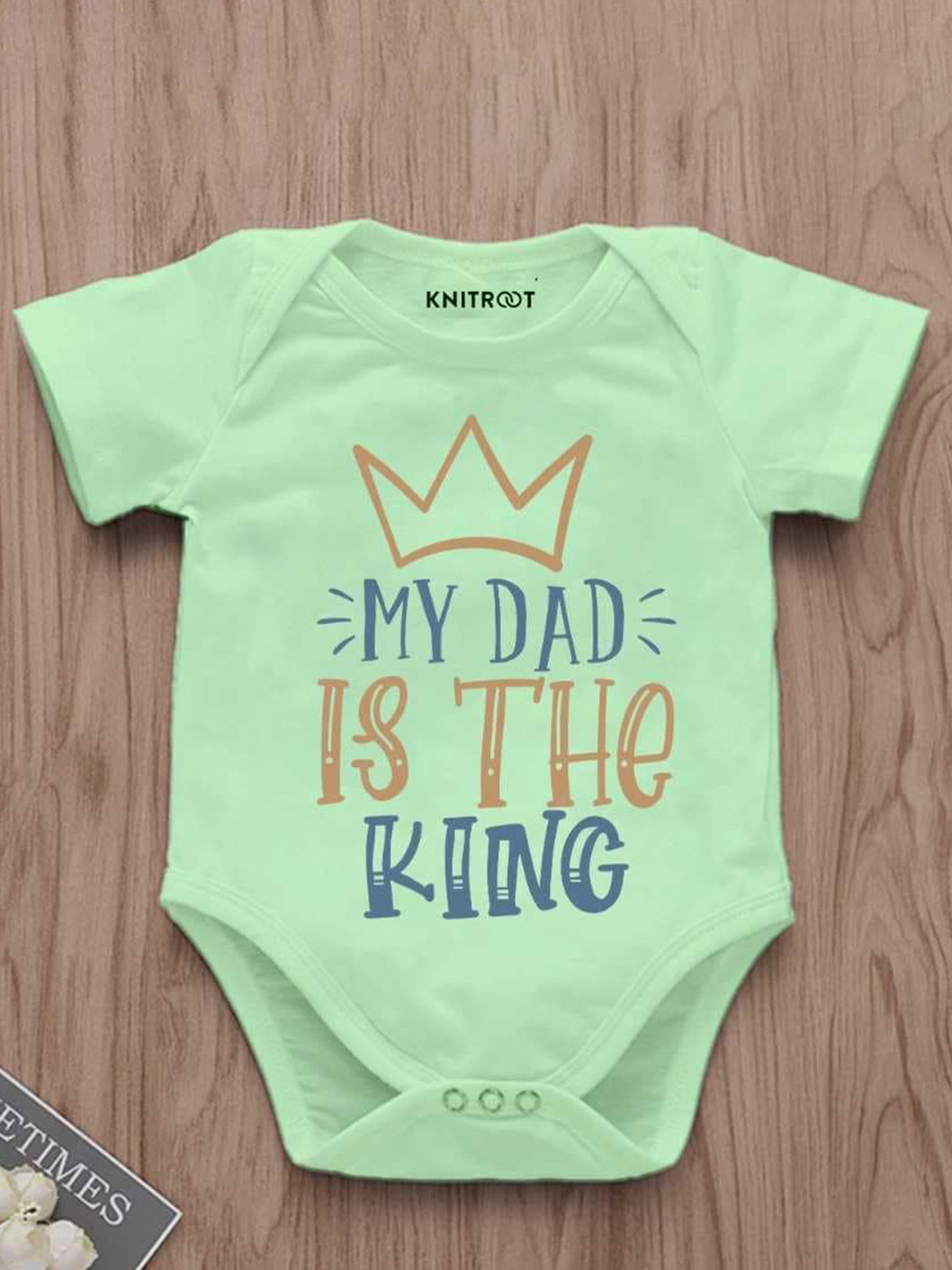 

KNITROOT Infants Kids Typography Printed Bodysuit, Green