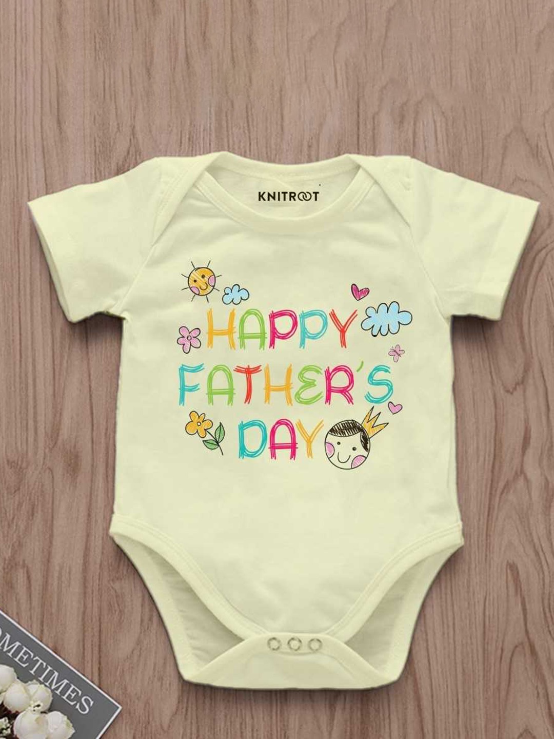 

KNITROOT Infants Father's Day Printed Bodysuit, Yellow