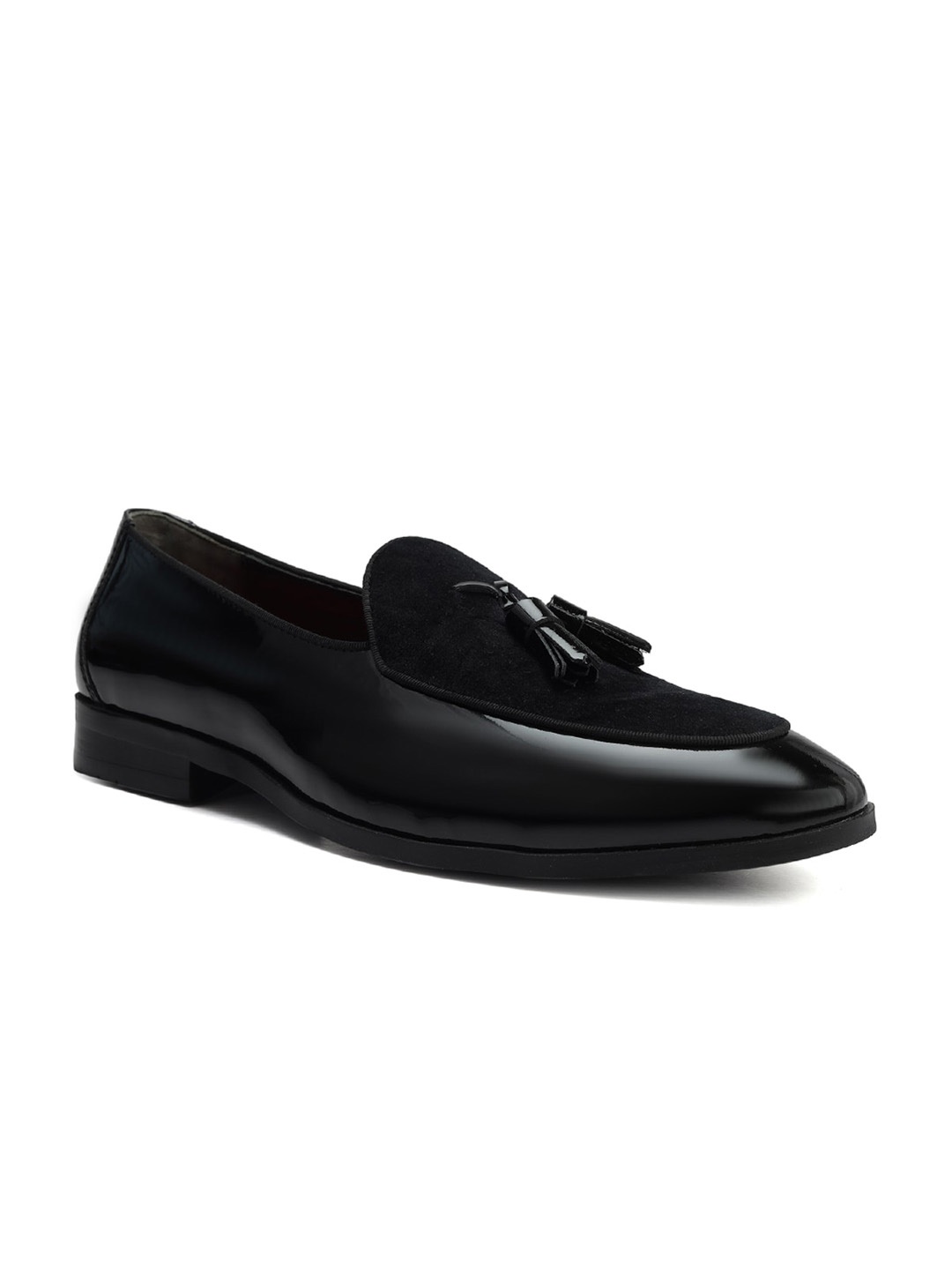 

ROSSO BRUNELLO Men Round Toe Leather Formal Loafers, Black