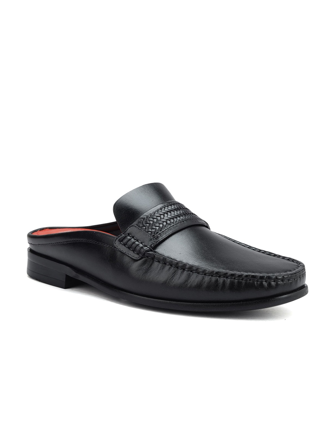 

ROSSO BRUNELLO Men Round Toe Leather Formal Loafers, Black