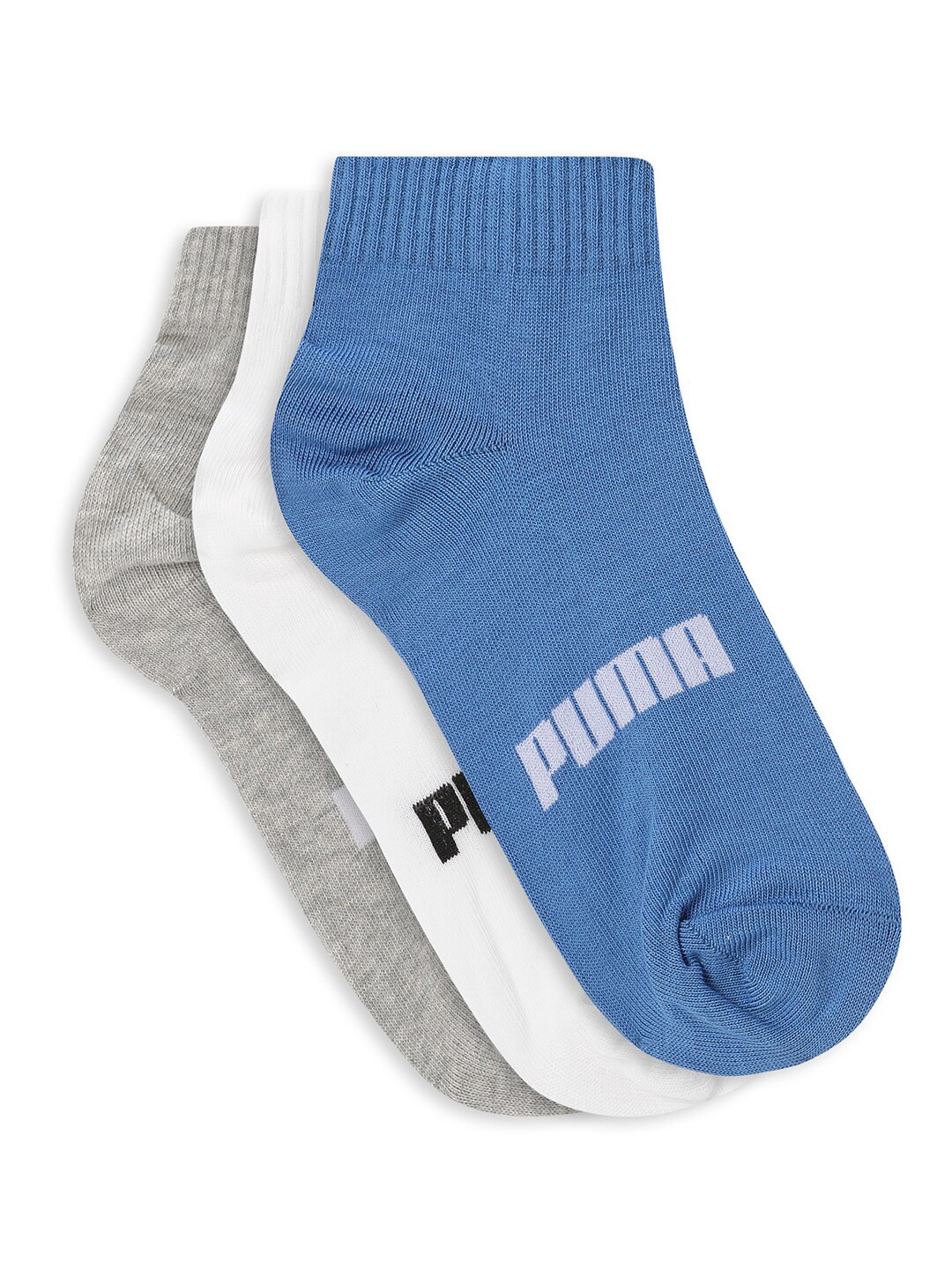 

Puma Quarter Unisex Pack Of 3 Cotton Socks, Blue