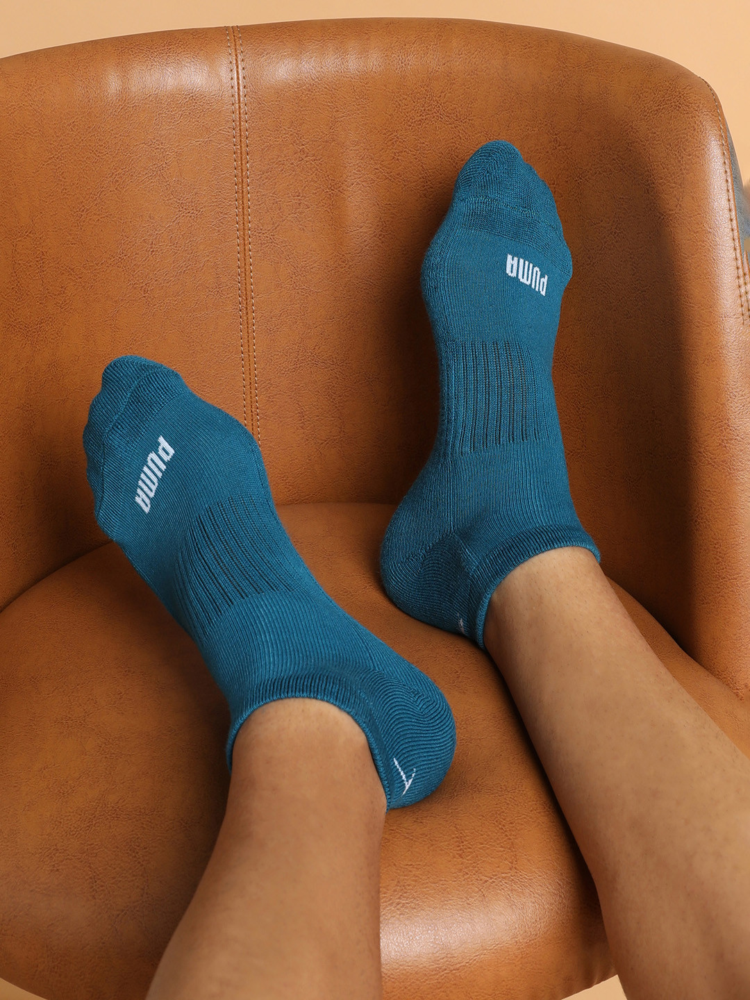 

Puma Unisex Pack of 2 Cushioned Cotton Sneaker Socks, Blue