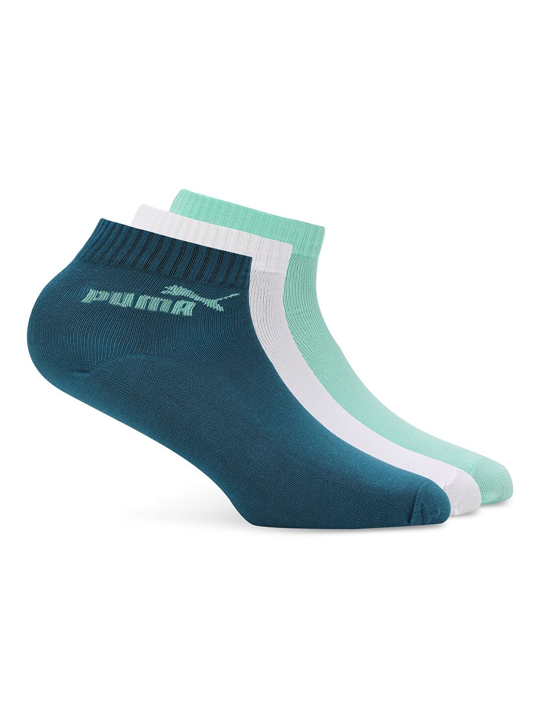 

Puma Unisex Pack of 3 Cotton Ankle-Length Quarter Socks, Blue