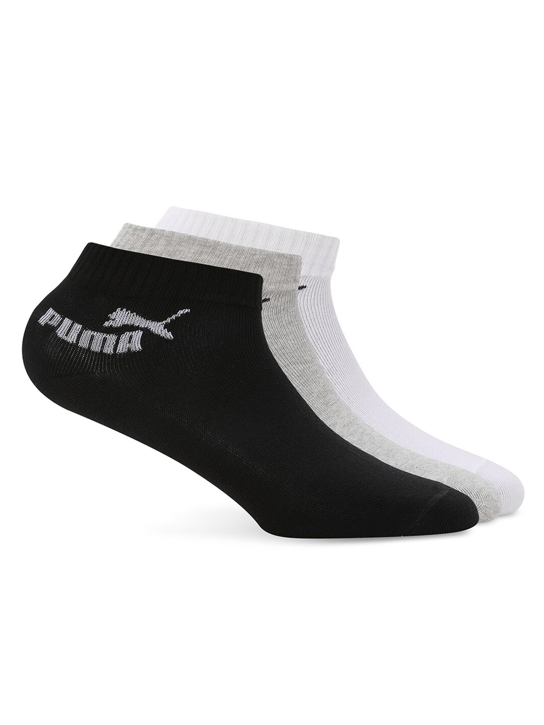 

Puma Unisex Pack of 3 Cotton Ankle-Length Quarter Socks, Black