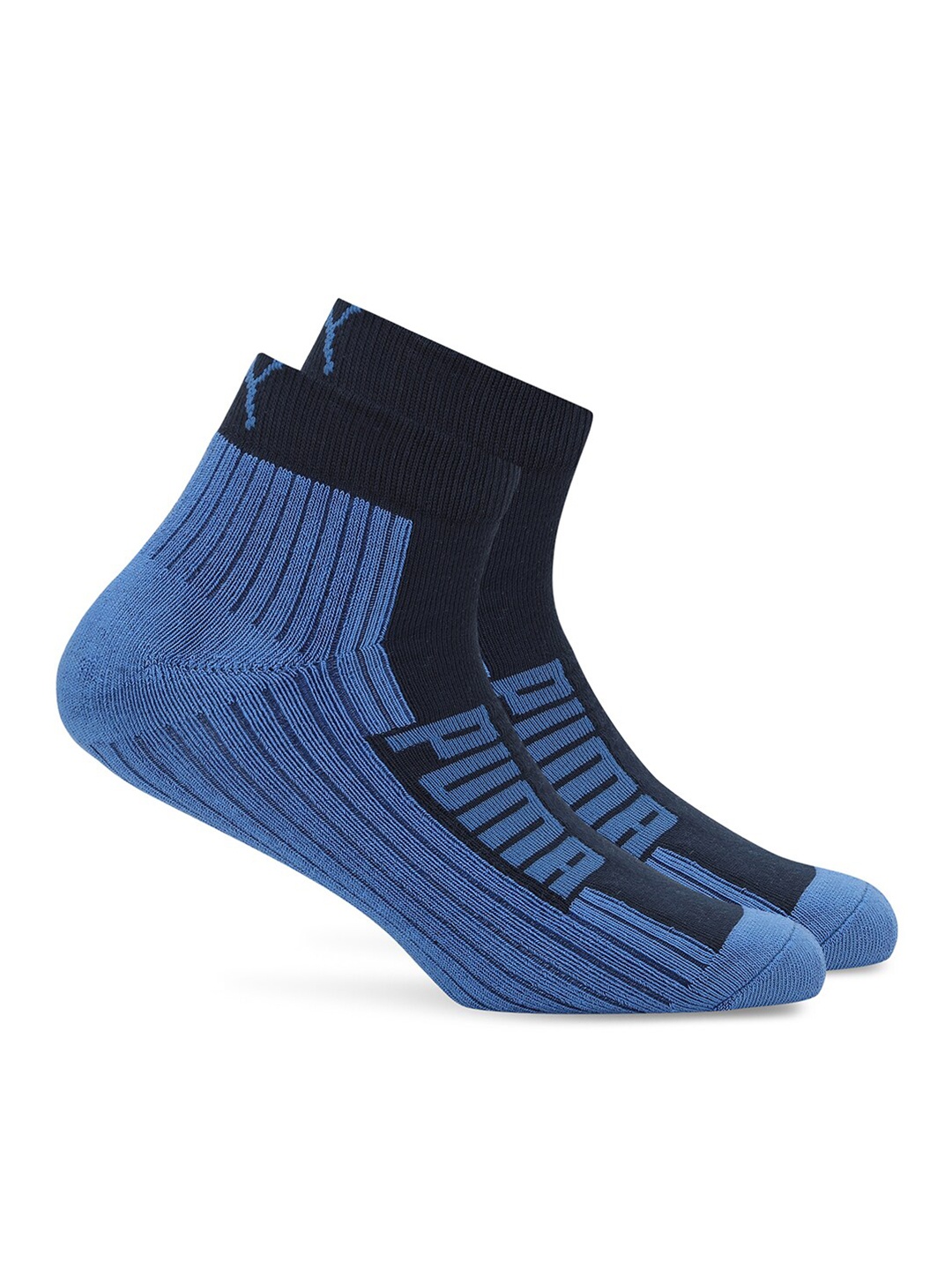 

Puma Logo Cushion Unisex Quarter Pack of 2 Cotton Socks, Navy blue