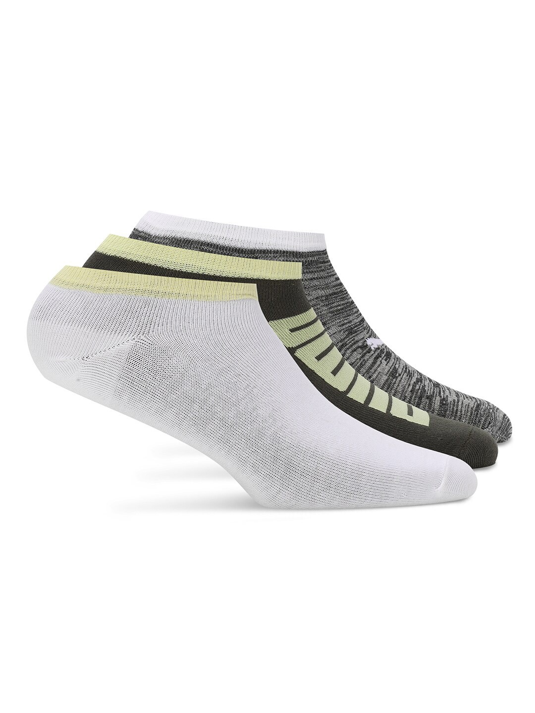 

Puma Classic Men Pack of 3 Patterned Cotton Ankle-Length Socks, White