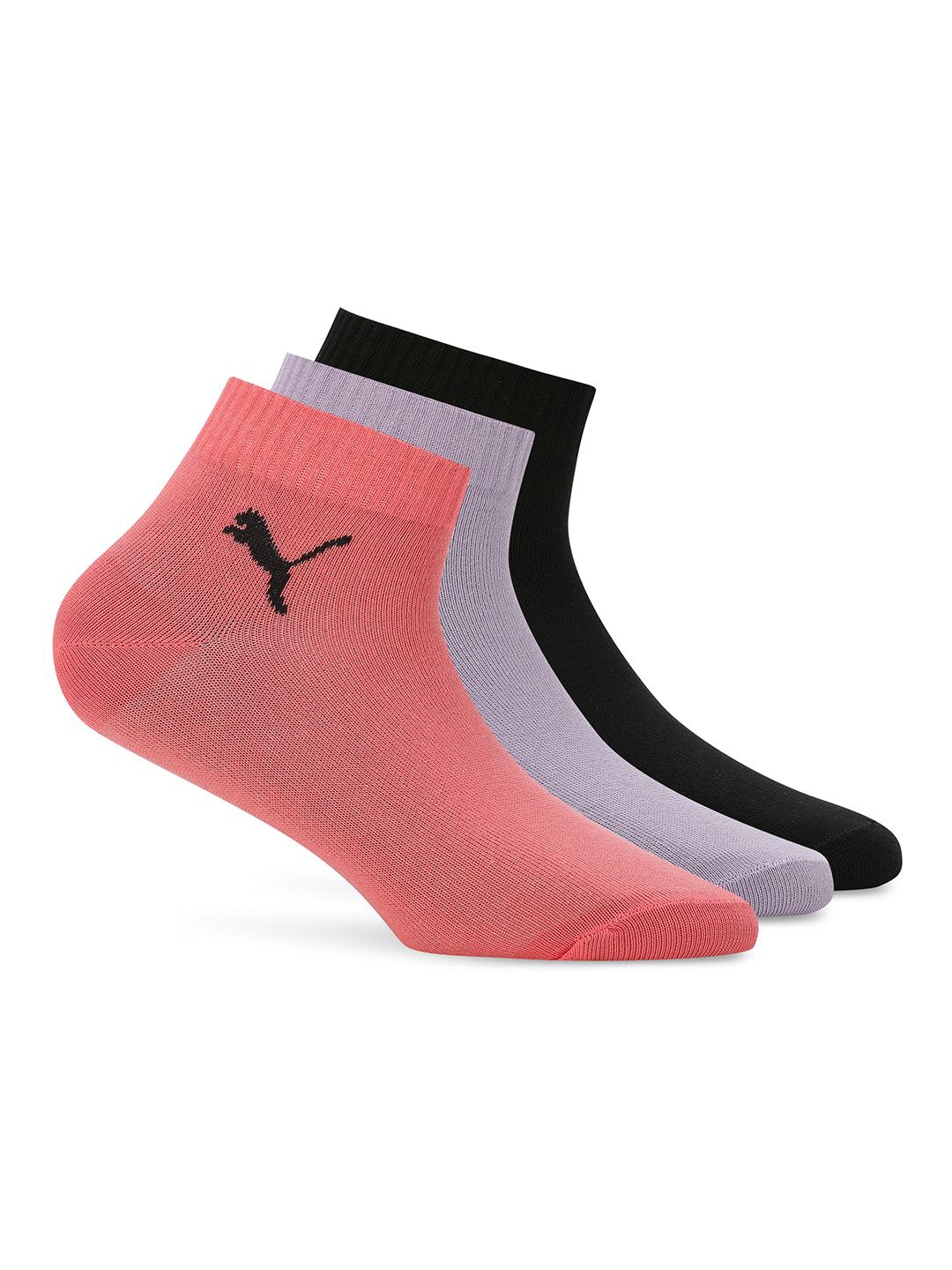 

Puma Unisex Pack of 3 Cotton Ankle-Length Quarter Socks, Black