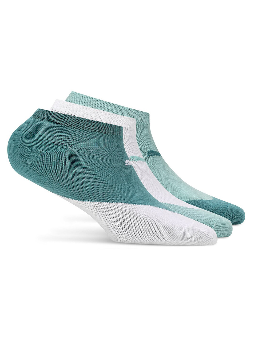 

Puma Unisex Pack of 3 Colourblocked Cotton Sneaker Socks, Green