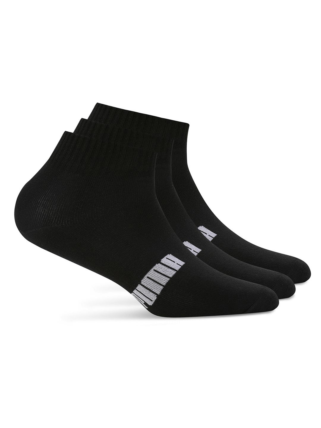 

Puma Unisex Pack of 3 Patterned Cotton Ankle Length Socks, Black