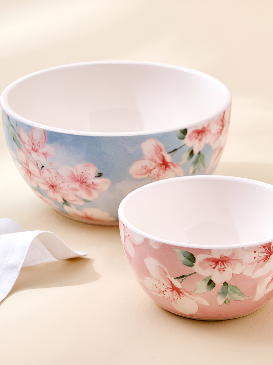 Home Centre Senorita Ironstone Printed Serving Bowl - 250 ML, Peach