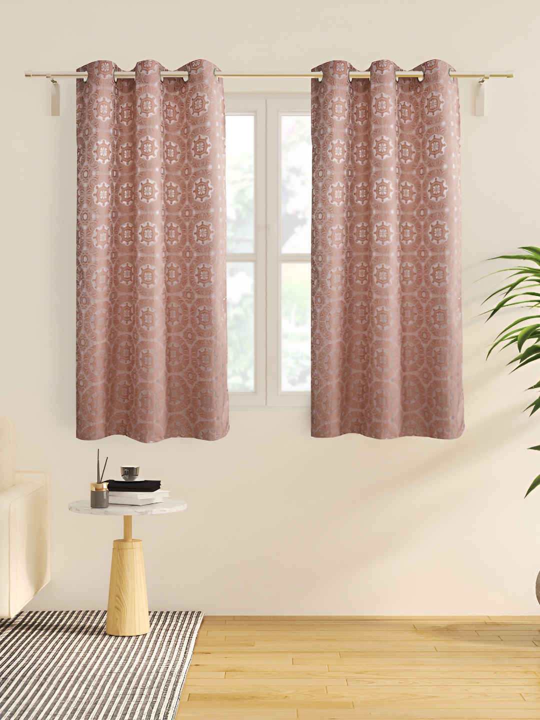 

Home Centre Brown & Off White 2 Pieces Ethnic Motifs Window Curtain