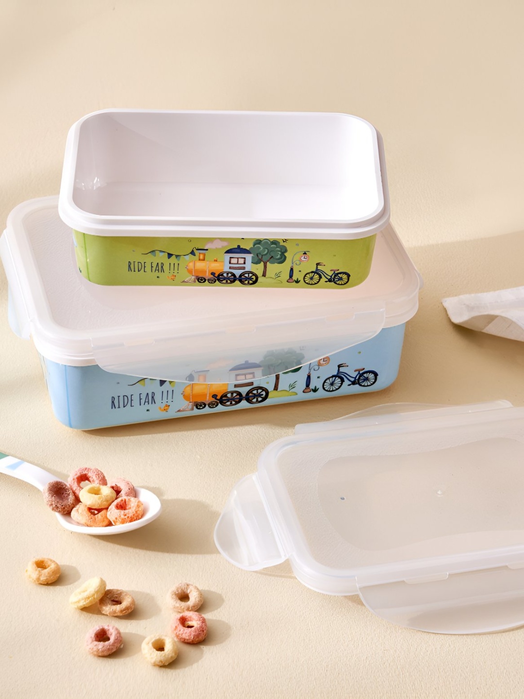 

Home Centre Slate Kids Blue & White Printed Lunch Box - 800ml