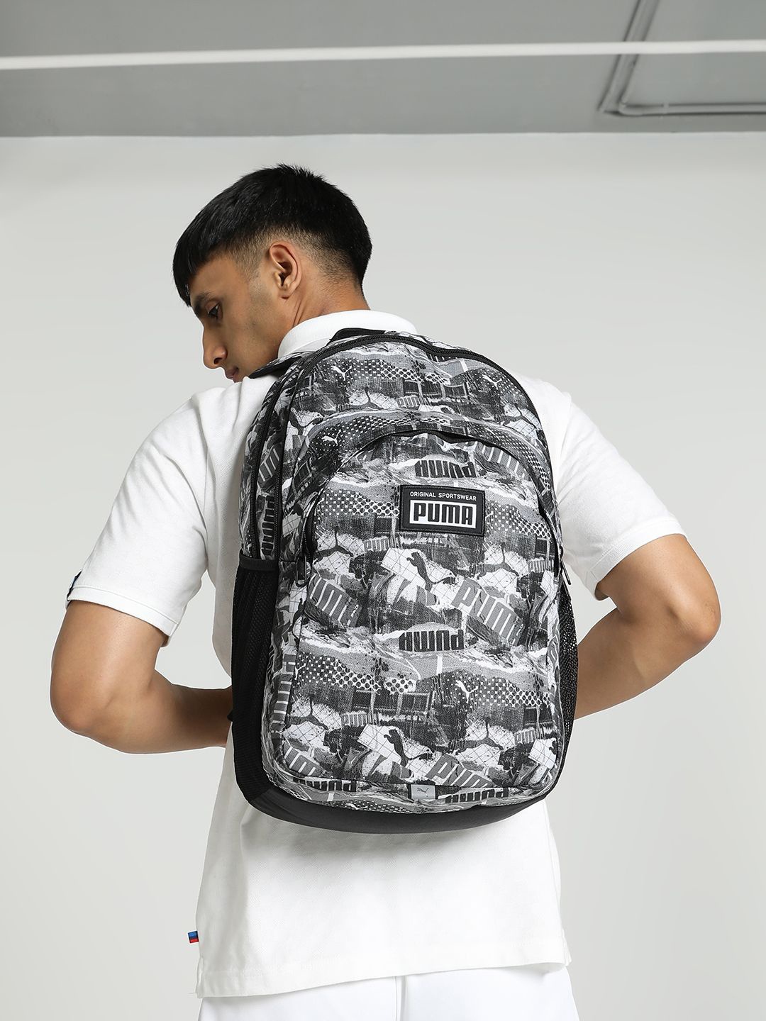 

Puma Ergonomic Camouflage Printed Academy Backpack, Grey