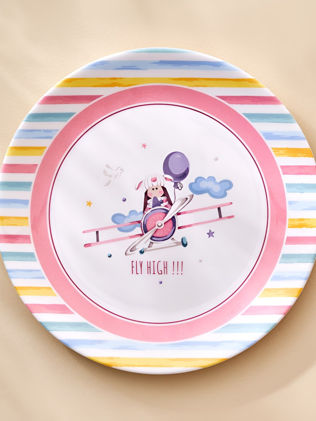 

Home Centre Kids Printed White & Pink Melamine Dinner Plates