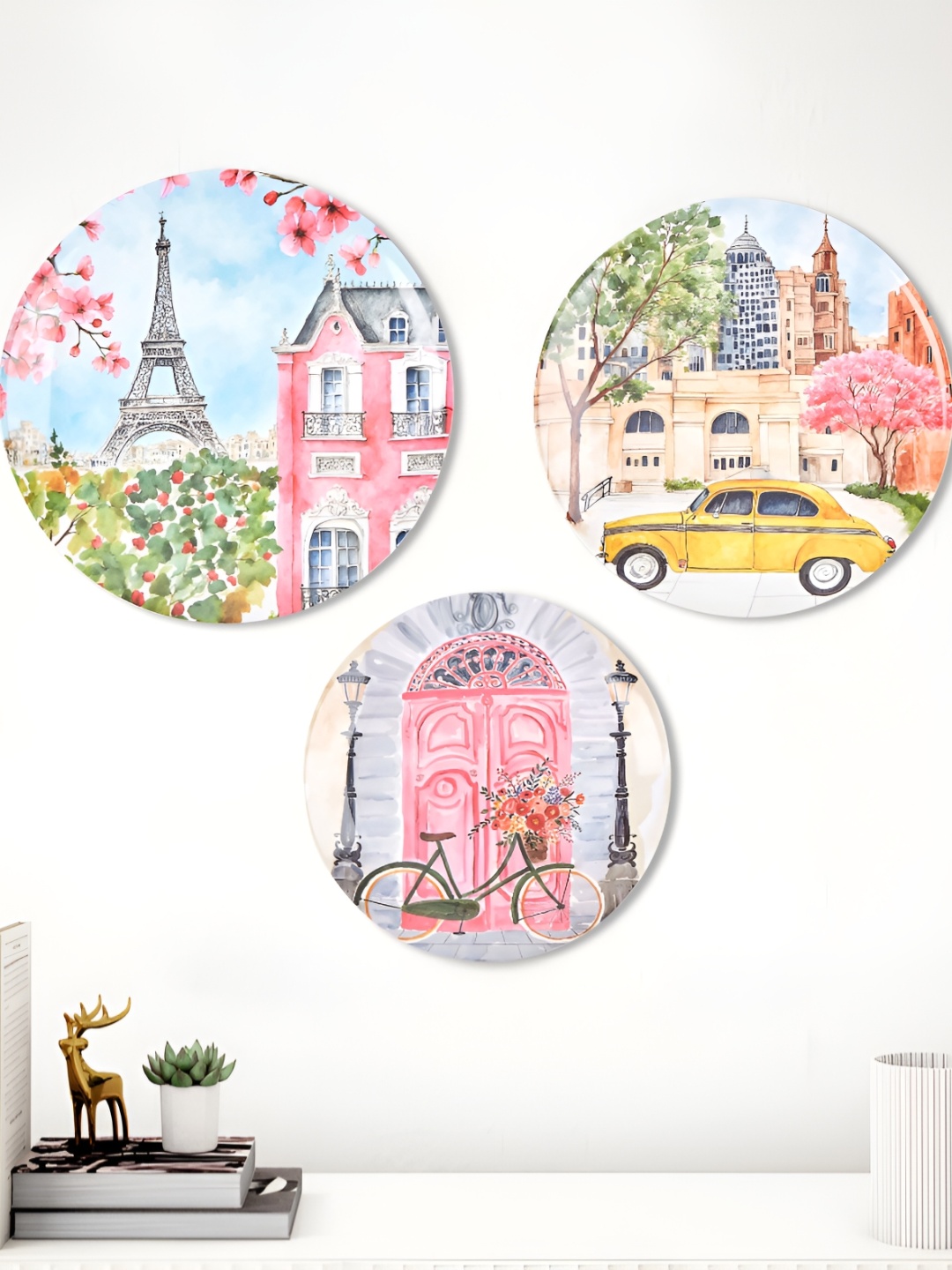 

Home Centre artesia Devise Blue and Pink 3 Pieces Melamine wall Plates