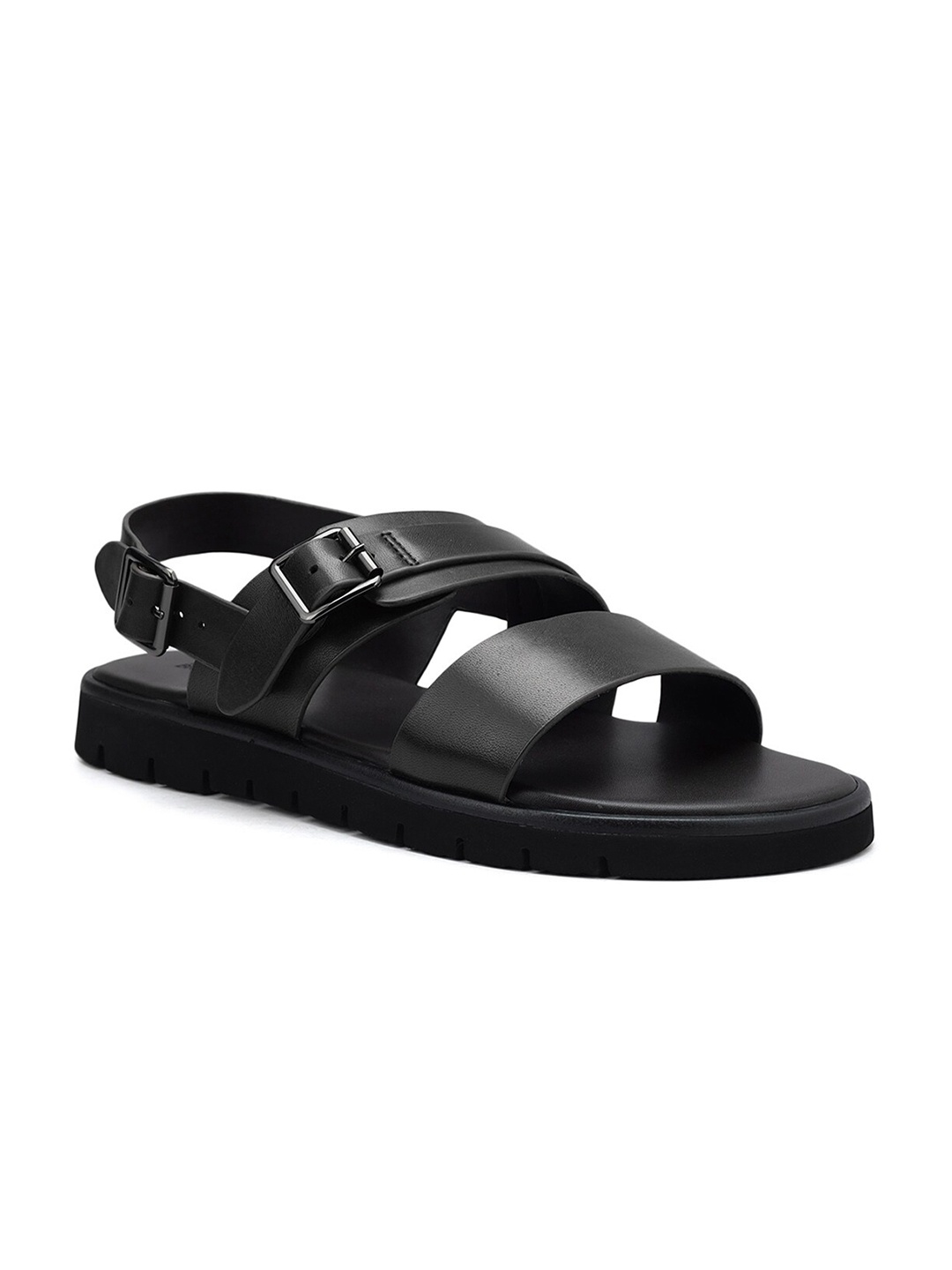 

ROSSO BRUNELLO Men Leather Comfort Sandals, Black