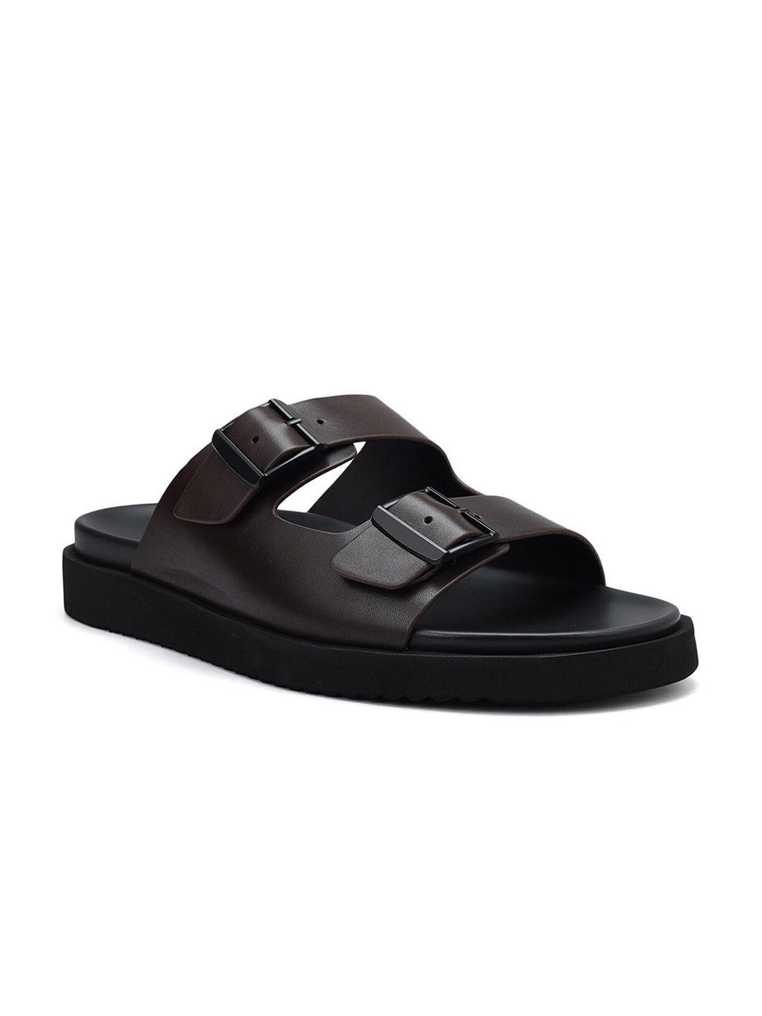 

ROSSO BRUNELLO Men Leather Comfort Sandals, Coffee brown