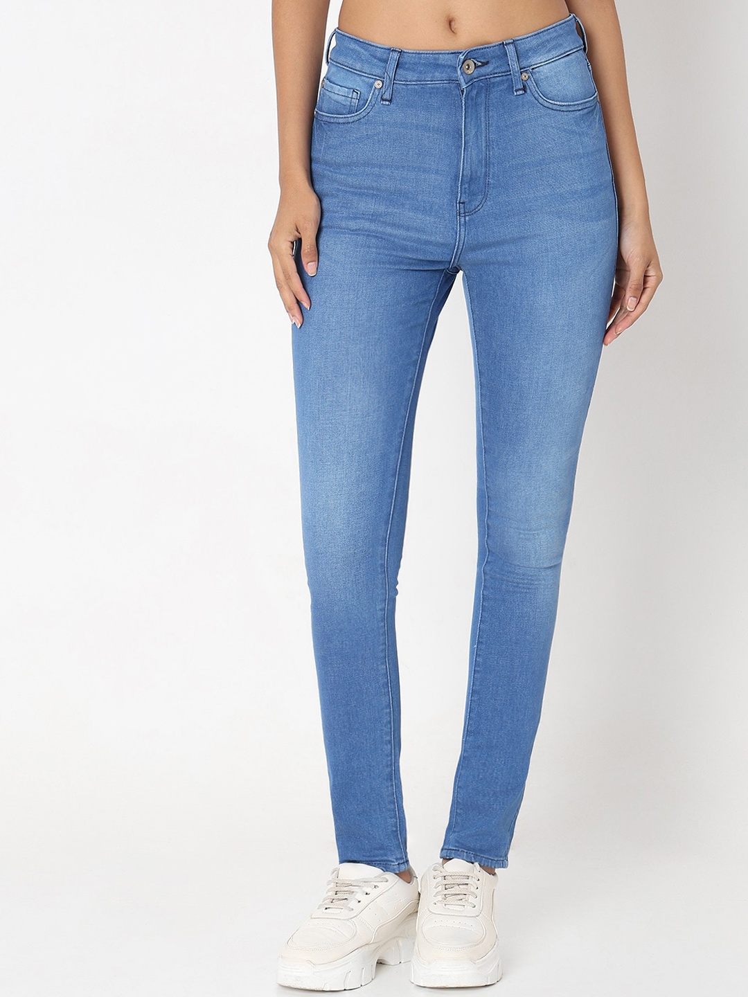 

SPYKAR Women Adora Skinny Fit High-Rise Light Fade Clean Look Jeans, Blue