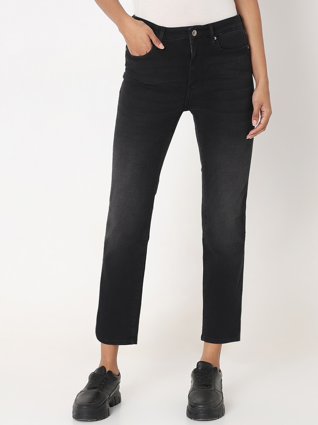 

SPYKAR Women Adora Slim Fit Clean Look Cotton Jeans, Black