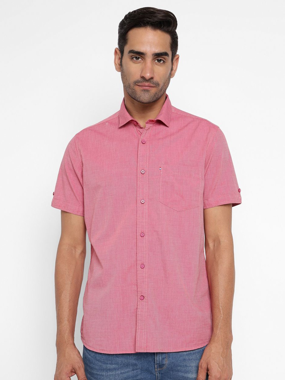 

Red Chief Slim Fit Cotton Casual Shirt, Pink
